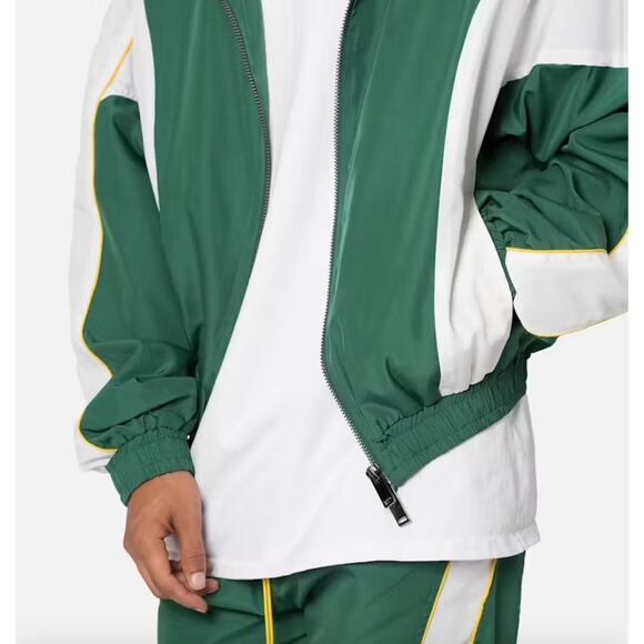 MNML Mens Windbreaker Athletic Light Jacket Box Fit Green & White Size Small - Picture 5 of 8